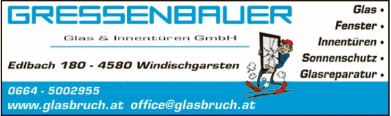 Print-Anzeige von: GRESSENBAUER Glas & Innentüren GmbH, Glas u Innentüren
