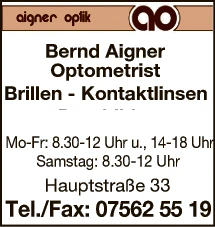 Print-Anzeige von: Aigner, Bernd, Optometrist