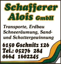 Print-Anzeige von: Schafferer, Alois jun., Transporte-Erdbau