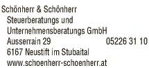 Print-Anzeige von: Schönherr & Schönherr Steuerberatungs- u Unternehmensberatungs GmbH, Steuerberater