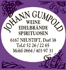 Print-Anzeige von: Gumpold, Johann, Weine