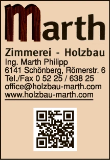 Print-Anzeige von: Marth, Philipp, Ing., Zimmerei Print-Anzeige von: Marth, Philipp, Ing., Zimmerei