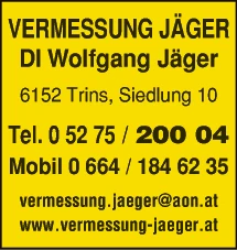 Print-Anzeige von: Jäger, Wolfgang, Dipl.-Ing., staatl bef. u. beeid. Ingenieurkonsulent