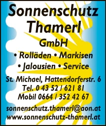 Print-Anzeige von: Thamerl, Gerhard, Sonnenschutz