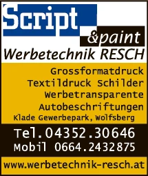 Print-Anzeige von: Resch, Wolfgang, Werbetechnik
