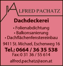 Print-Anzeige von: Pachatz, Alfred, Dachdeckerei