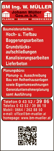 Print-Anzeige von: Müller Johann GesmbH, Bauträger
