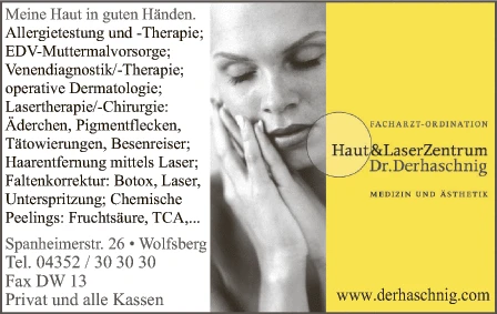 Print-Anzeige von: Derhaschnig, Johann, Dr.med., FA f. Haut- u. Geschlechtskrankheiten
