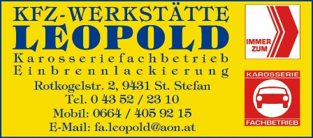 Print-Anzeige von: Leopold, Dietmar, Karosseriefachbetrieb Print-Anzeige von: Leopold, Dietmar, Karosseriefachbetrieb