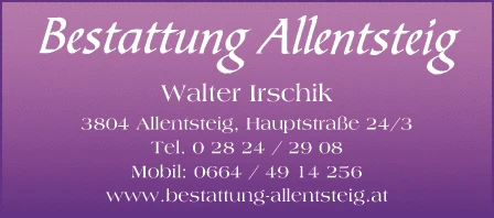 Print-Anzeige von: Bestattung Allentsteig, Walter Irschik