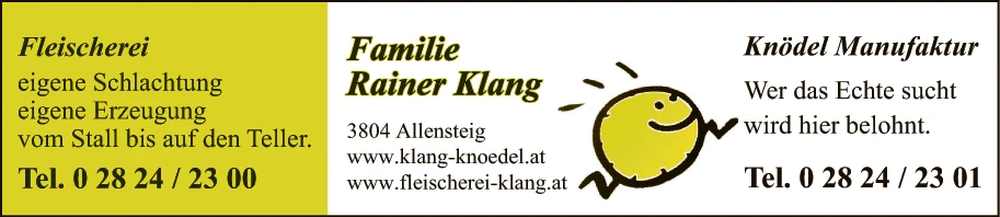 Print-Anzeige von: Klang, Rainer, Fleischerei