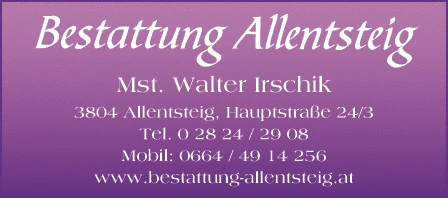 Print-Anzeige von: Bestattung Allentsteig, Walter Irschik