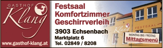 Print-Anzeige von: Klang, Josef, Gastgewerbe - Gasthöfe