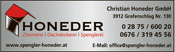 Print-Anzeige von: Honeder, Christian, Dachdecker u Spengler