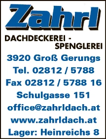Print-Anzeige von: Zahrl GesmbH, Dachdeckerei-Spenglerei