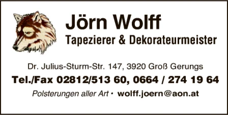 Print-Anzeige von: Wolff, Jörn, Tapezierermeister