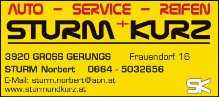 Print-Anzeige von: Sturm & Kurz OG, Autoservice Print-Anzeige von: Sturm & Kurz OG, Autoservice