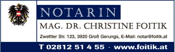 Print-Anzeige von: Foitik, Christine, Mag. r., Notarin