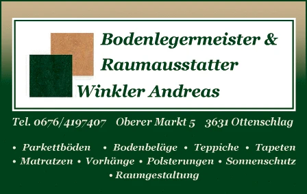 Print-Anzeige von: Winkler Andreas, Bodenlegermeister u. Raumausstatter