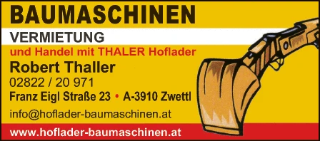 Print-Anzeige von: Thaller, Robert, Baumaschinen Print-Anzeige von: Thaller, Robert, Baumaschinen