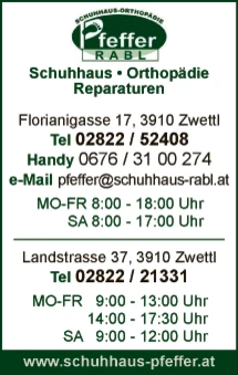 Print-Anzeige von: Schuhhaus Pfeffer - Rabl