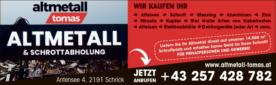 Print-Anzeige von: Altmetall Tomas Print-Anzeige von: Altmetall Tomas