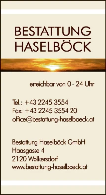 Print-Anzeige von: Bestattung Haselböck