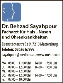 Print-Anzeige von: Sayahpour Behzad Dr. med. univ., HNO