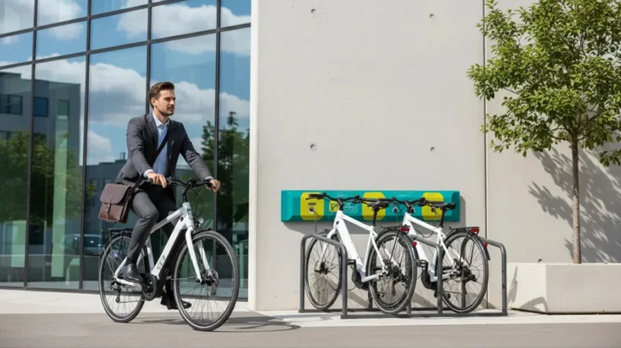 bike-energy Ladestation – kompakt, wetterfest und kombiniert mit Fahrradständern für sicheres Abstellen