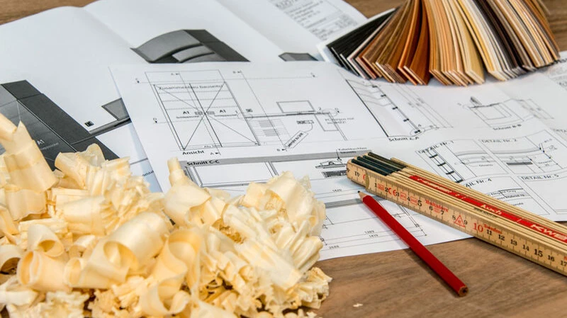 Küche vom Tischler in Salzburg Stadt | Bauplan mit Sägespäne