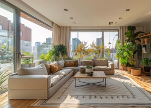 Mit Pflanzen wird jede Wohnung zur Wohlfühloase Eine helle Wohnung mit vielen grünen Zimmerpflanzen